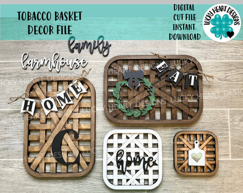 Tobacco Basket Decor File SVG, Farmhouse Glowforge, LuckyHeartDesignsCo