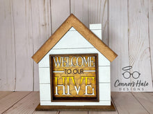 Load image into Gallery viewer, Standing House Interchangeable Leaning Sign File SVG, Glowforge, LuckyHeartDesignsCo
