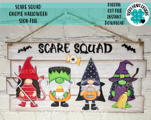 Scare Squad Gnome Halloween File SVG, Glowforge, LuckyHeartDesignsCo