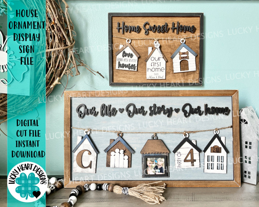 House Ornament Display Sign File SVG, Family Personalized Glowforge, LuckyHeartDesignsCo