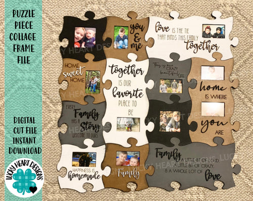 Puzzle Piece Collage Frame File SVG, Glowforge Picture frame