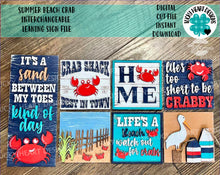 Load image into Gallery viewer, Summer Beach Crab Interchangeable Leaning Sign File SVG, LuckyHeartDesignsCo
