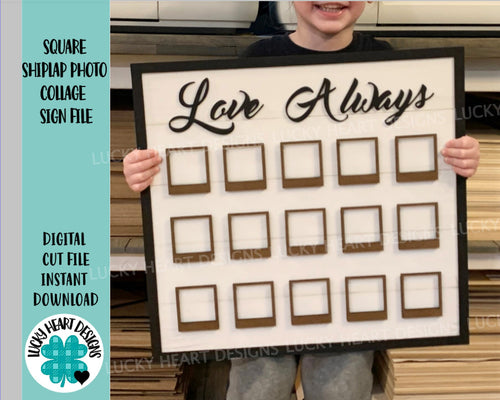 Square Shiplap Photo Collage Frame File SVG, Glowforge sign