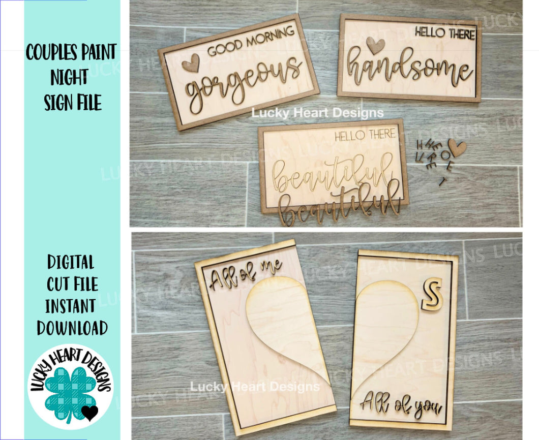 Couples Paint Night Signs DIY File SVG, Glowforge