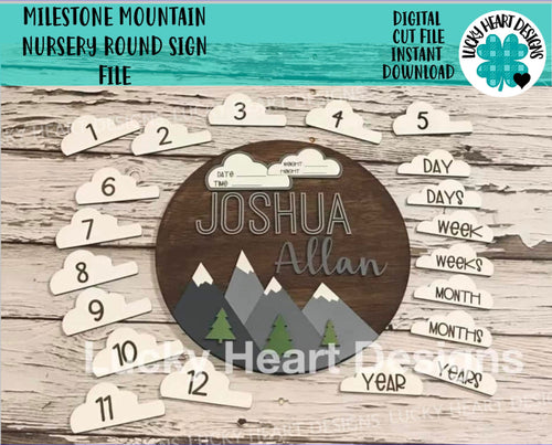 Milestone Mountain Nursery Round Sign, SVG FILE