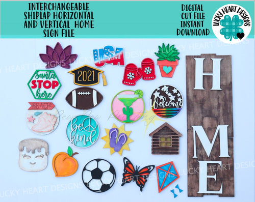 Interchangeable Shiplap Horizontal and Vertical Home Sign File SVG, Glowforge Laser, LuckyHeartDesignsCo