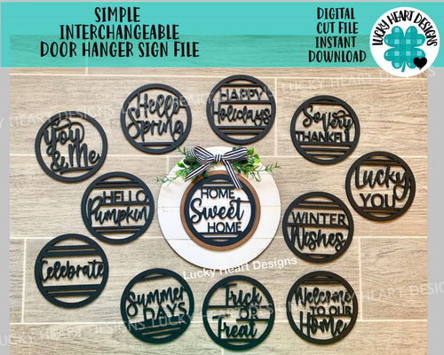 Simple Interchangeable Door Hanger File SVG, Glowforge Laser, LuckyHeartDesignsCo