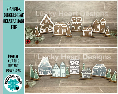Standing Gingerbread house village file svg