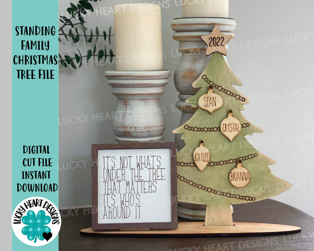 Standing Family Christmas Tree File SVG, Glowforge, LuckyHeartDesignsCo