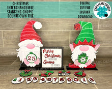 Load image into Gallery viewer, Christmas Interchangeable Standing Gnome Countdown File SVG, Glowforge, LuckyHeartDesignsCo
