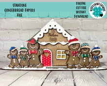 Load image into Gallery viewer, Standing Gingerbread Family File SVG File, Glowforge, LuckyHeartDesignsCo
