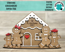 Load image into Gallery viewer, Standing Gingerbread Family File SVG File, Glowforge, LuckyHeartDesignsCo
