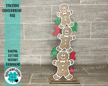 Load image into Gallery viewer, Stacking Gingerbread Christmas File SVG, GLOWFORGE, LuckyHeartDesignsCo
