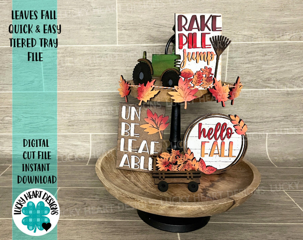 Fall Leaves Quick and Easy Tiered Tray File SVG, Glowforge Tier Tray, LuckyHeartDesignsCo