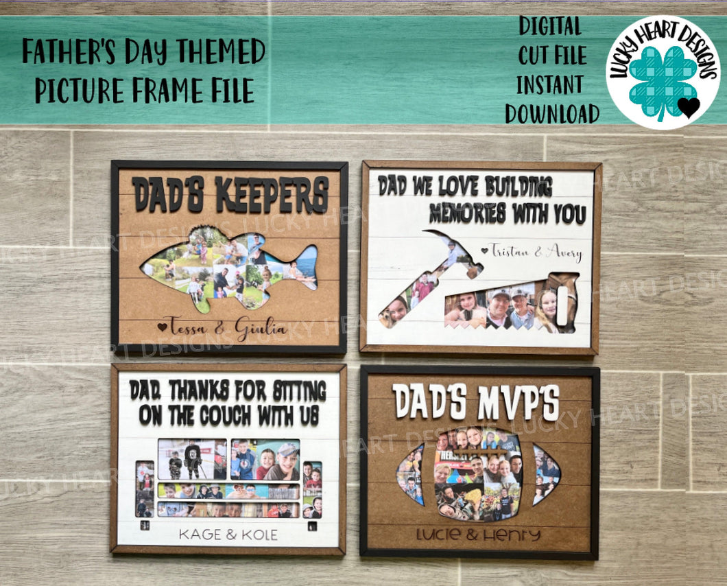 Father's Day Themed Picture Frame File SVG, Glowforge Dad Gift, LuckyHeartDesignsCo
