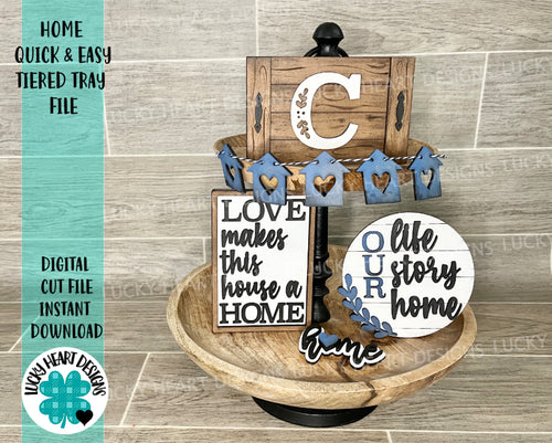 Home Quick And Easy Tiered Tray File SVG, Glowforge Farmhouse Tier Tray, LuckyHeartDesignsCo