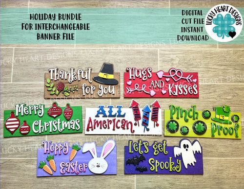 Add On Holiday Bundle for the Interchangeable Banner File SVG, LuckyHeartDesignsCo