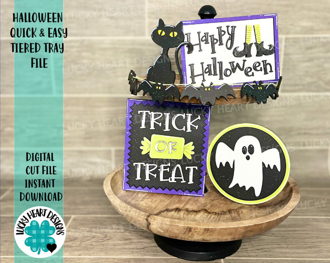 Halloween Quick and Easy Tiered Tray File SVG, Glowforge Tier Tray, LuckyHeartDesignsCO
