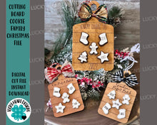 Load image into Gallery viewer, Cutting Board Cookie Family Christmas Ornament File SVG, Glowforge, LuckyHeartDesignsCo
