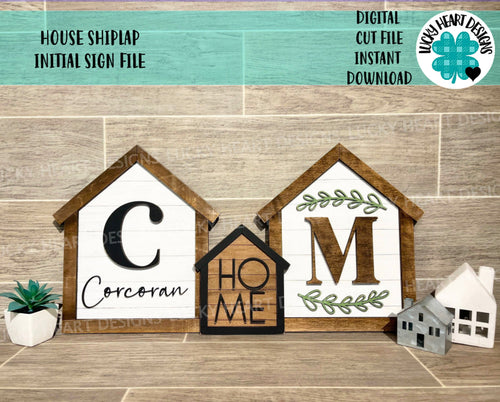 House Shiplap Initial Sign File SVG, Glowforge Farmhouse, LuckyHeartDesignsCo