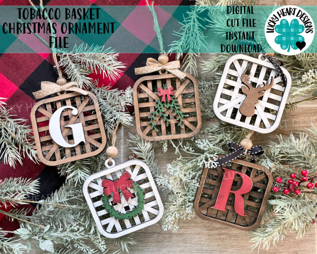 Tobacco Basket Christmas Ornament File SVG, Glowforge, LuckyHeartDesignsCo