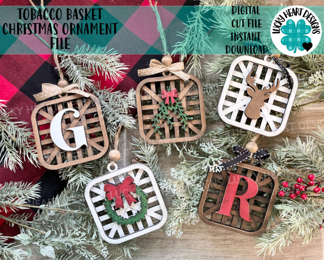 christmas tobacco basket Mini Ornament with Free Cardinal Printable This wall decor is metal with a basket design reading JOY in the color red with green leaves as the O in the center Christmas Tobacco Basket Creating