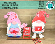 Load image into Gallery viewer, Valentines Day Standing Tall Gnome Interchangeable File SVG, Glowforge, LuckyHeartDesignsCo
