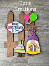 Load image into Gallery viewer, Gnome Birthday Interchangeable Fence File SVG, Glowforge, LuckyHeartDesignsCo
