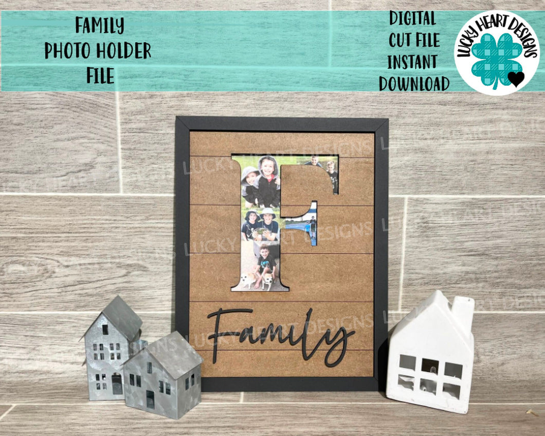Family Photo Holder File SVG, Collage, Glowforge, LuckyHeartDesignsCo