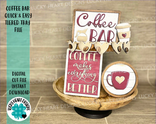 Coffee Bar Quick And Easy Tiered. Tray File SVG, Glowforge, LuckyHeartDesignsCo
