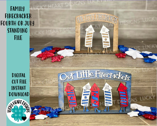Family Fireworks Firecracker Fourth of July Standing File SVG, Glowforge, LuckyHeartDesignsCo