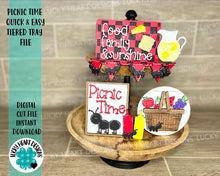 Load image into Gallery viewer, Picnic Quick and Easy Tiered Tray File SVG, Glowforge Summer, LuckyHeartDesignsCo
