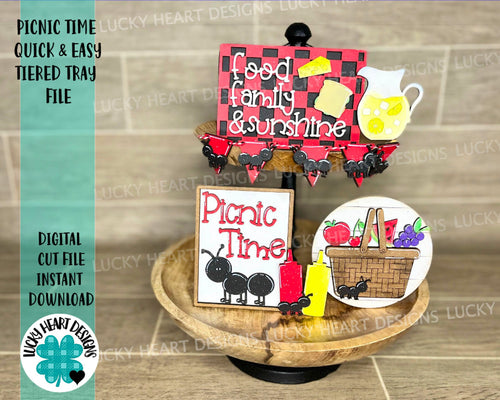 Picnic Quick and Easy Tiered Tray File SVG, Glowforge Summer, LuckyHeartDesignsCo