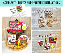 Load image into Gallery viewer, Picnic Quick and Easy Tiered Tray File SVG, Glowforge Summer, LuckyHeartDesignsCo
