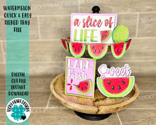 Load image into Gallery viewer, Watermelon Quick and Easy Tiered Tray File SVG, Glowforge Summer, LuckyHaertDesignsCo
