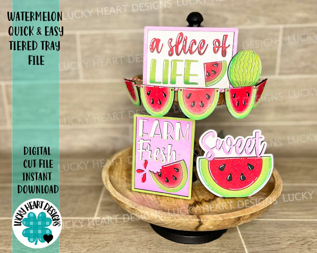 Watermelon Quick and Easy Tiered Tray File SVG, Glowforge Summer, LuckyHaertDesignsCo
