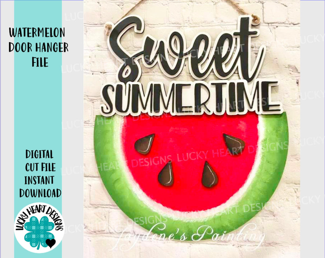 Watermelon Door Hanger File SVG, Glowforge Sweet Summertime, LuckyHeartDesignsCo