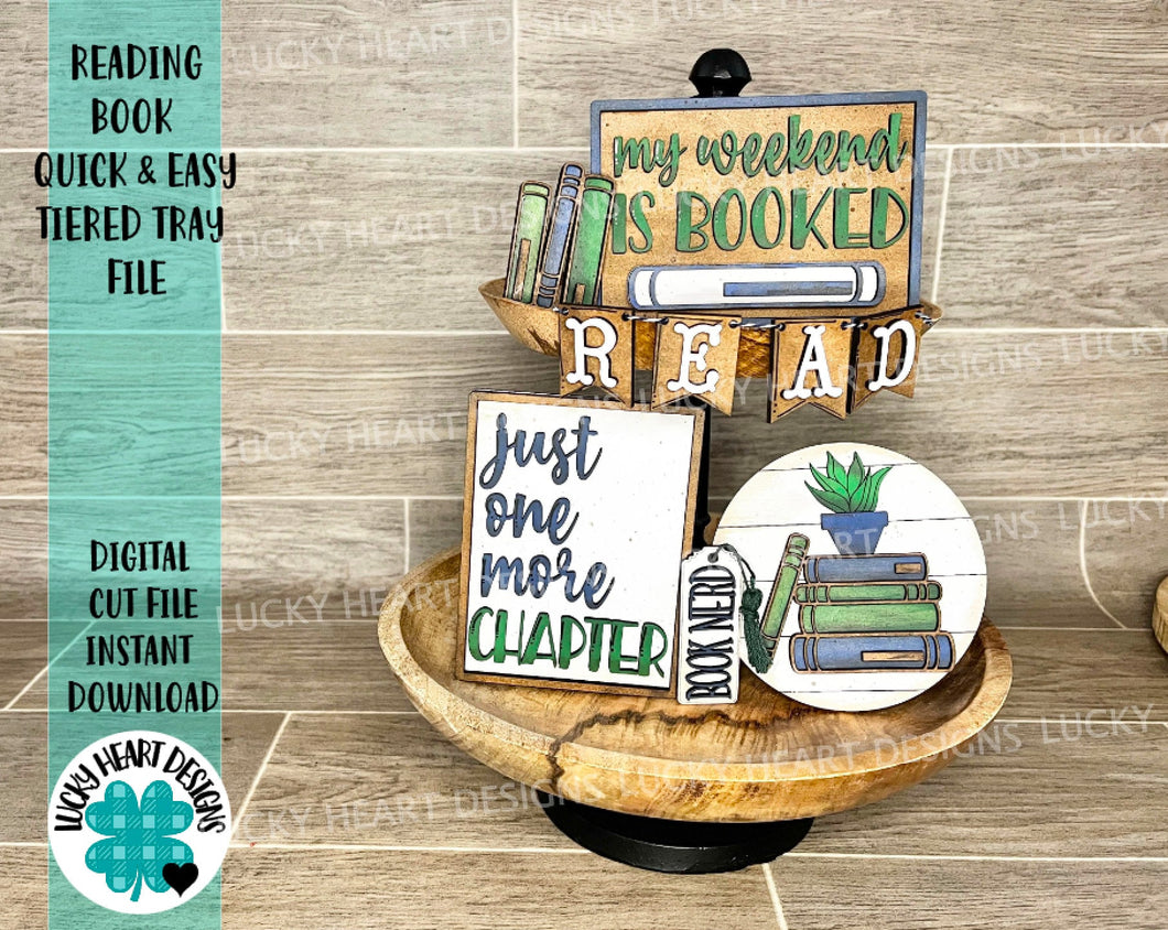 Reading Book Quick and Easy Tiered Tray File SVG, Glowforge Tier Tray, LuckyHeartDesignsCo