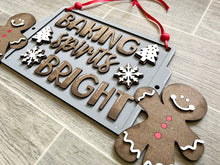 Load image into Gallery viewer, Baking Spirits Bright Gingerbread Pan Door Hanger File SVG, Glowforge Christmas, LuckyHeartDesignsCo
