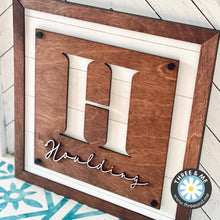Load image into Gallery viewer, Square Shiplap Initial Sign File SVG, Glowforge, Name Personalized, LuckyHeartDesignsCo
