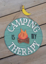 Load image into Gallery viewer, Camping Is My Therapy Door Hanger File Svg, Glowforge Laser, LuckyHeartDesignsCo
