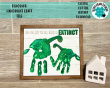 Load image into Gallery viewer, Dinosaur Handprint Craft File SVG, DIY Kids Gift, Glowforge, LuckyHeartDesignsCO
