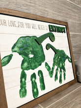 Load image into Gallery viewer, Dinosaur Handprint Craft File SVG, DIY Kids Gift, Glowforge, LuckyHeartDesignsCO
