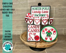 Load image into Gallery viewer, Candy Cane Quick and Easy Tiered Tray File SVG, Glowforge, LuckyHeartDesignsCo
