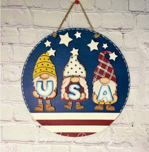Load image into Gallery viewer, Gnome USA Fourth of July Door Hanger File SVG, Glowforge America, LuckyHeartDesignsCo
