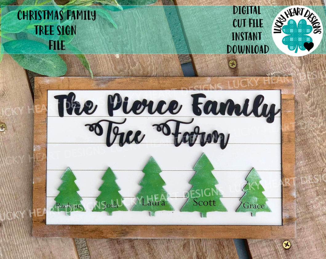 Christmas Family Tree Farm Sign File SVG, Glowforge, luckyHeartDesignsCo