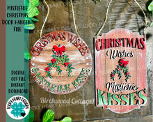 Load image into Gallery viewer, Mistletoe Kisses Christmas Door Hanger Bundle File SVG, Glowforge Holiday, LuckyHeartDesignsCo
