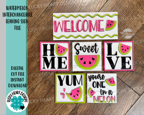 Watermelon Interchangeable Leaning Sign File SVG