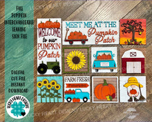 Load image into Gallery viewer, Fall Pumpkin Patch Interchangeable Leaning Sign File SVG, Glowforge, LuckyHeartDesignsCo
