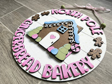 Load image into Gallery viewer, North Pole GingerBread Bakery Door Hanger File SVG, Glowforge Christmas, LuckyHeartDesignsCo

